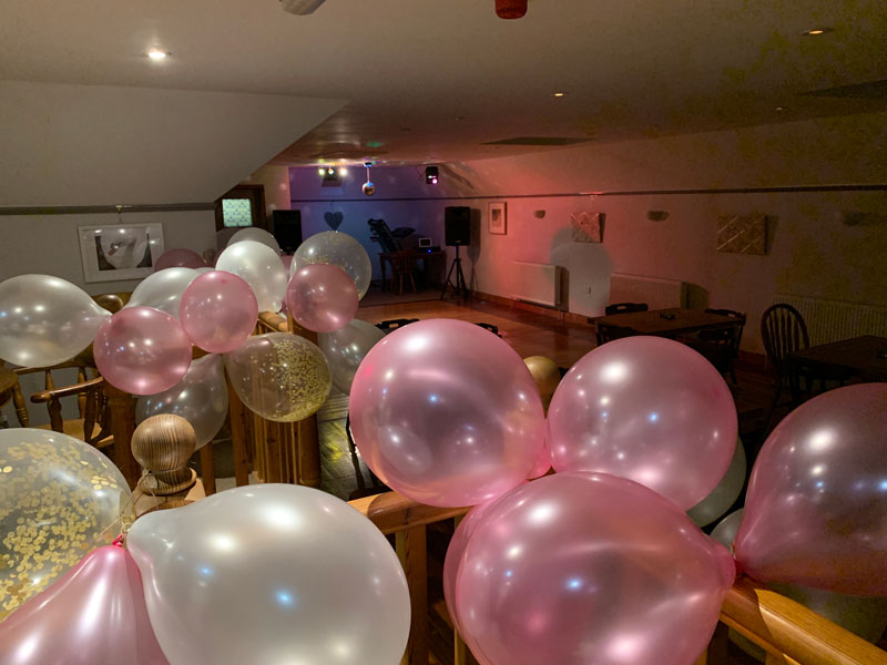 Room with balloons ready for a party